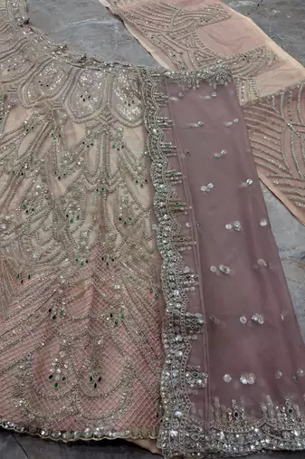 Onion Pink Coding Sequins Stone With Cancan Net Lehenga Choli Set
