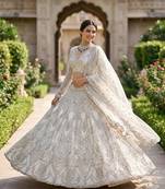 white color Coding Sequins Stone Work With Cancan Net Lehenga Choli Set