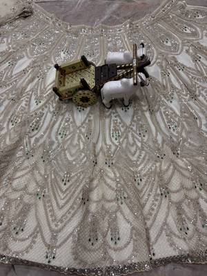 white color Coding Sequins Stone Work With Cancan Net Lehenga Choli Set 5