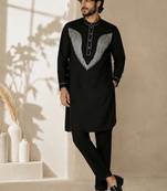 Black embroidered lachka kurta pant set