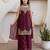 Women's Beautiful Embroidery Work Fandy Satin Fabric Straight Kurta Palazzo and Dupatta Set