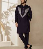 Wine premium embroidered lachka kurta pant set