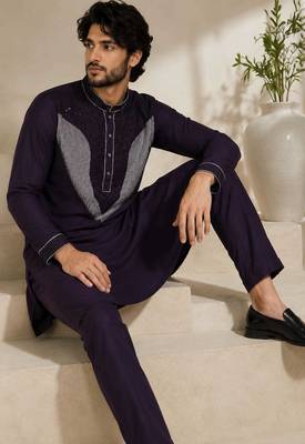Wine premium embroidered lachka kurta pant set 4
