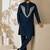 Teal blue premium embroidered lachka kurta pant set
