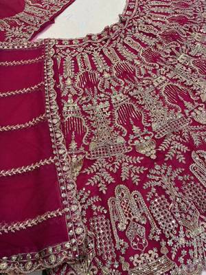 Rani Pink Embroidery Sequins with Can-Can Net Lehenga Choli Set 3
