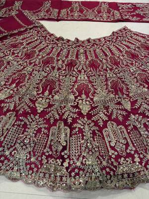 Rani Pink Embroidery Sequins with Can-Can Net Lehenga Choli Set 4