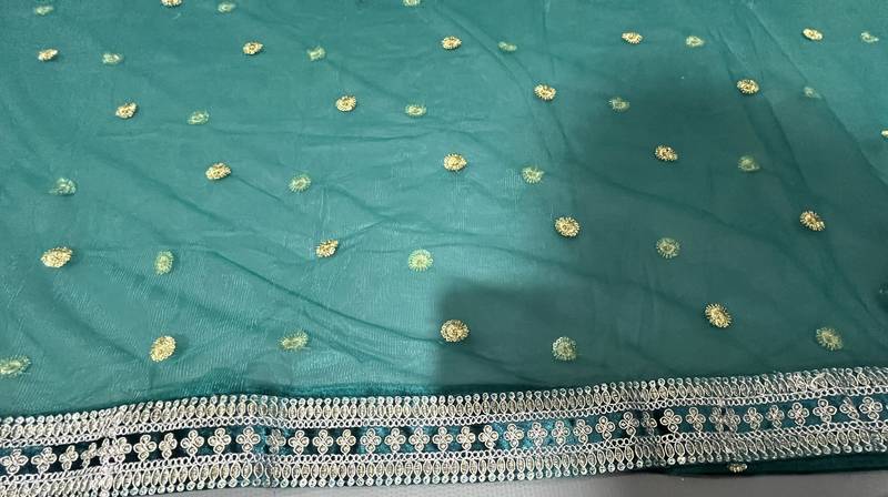Turquoise Green Heavy Velvet Cording Embroidery Designer Lehenga Choli Set