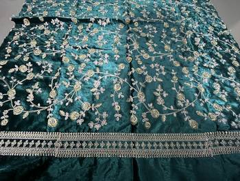 Turquoise Green Heavy Velvet Cording Embroidery Designer Lehenga Choli Set 7