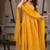 Yellwo chanderi silk  party wear embroidery anarkali suit set
