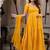 Yellwo chanderi silk  party wear embroidery anarkali suit set