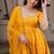 Yellwo chanderi silk  party wear embroidery anarkali suit set