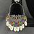 Oxidised Silver Multicolor Chandbali Earrings with Cowrie Shell Drops for Women, Navratri Garba Tribal Jewellery Set