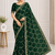 green color Sequins With Zari Thread Embroidery work with cutwork Border Chiffon saree
