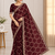 maroon color Sequins With Zari Thread Embroidery work with cutwork Border Chiffon saree