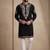 Black silk kurta with embroidery work for men;s