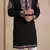 Black silk kurta with embroidery work for men;s