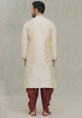 Fawn art silk kurta patiyala for mens 4