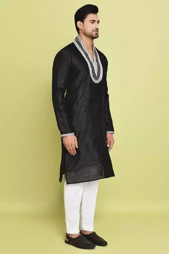 Black silk latest kurta pant for festive