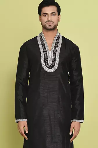Black silk latest kurta pant for festive