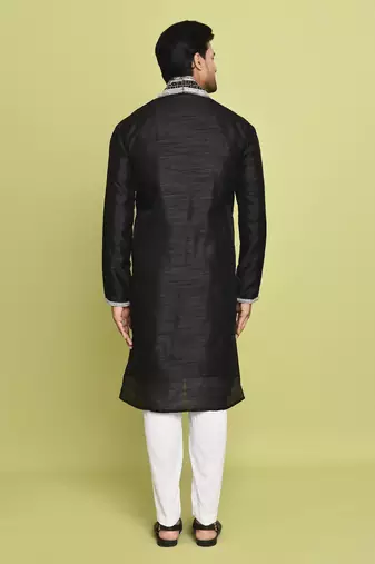 Black silk latest kurta pant for festive