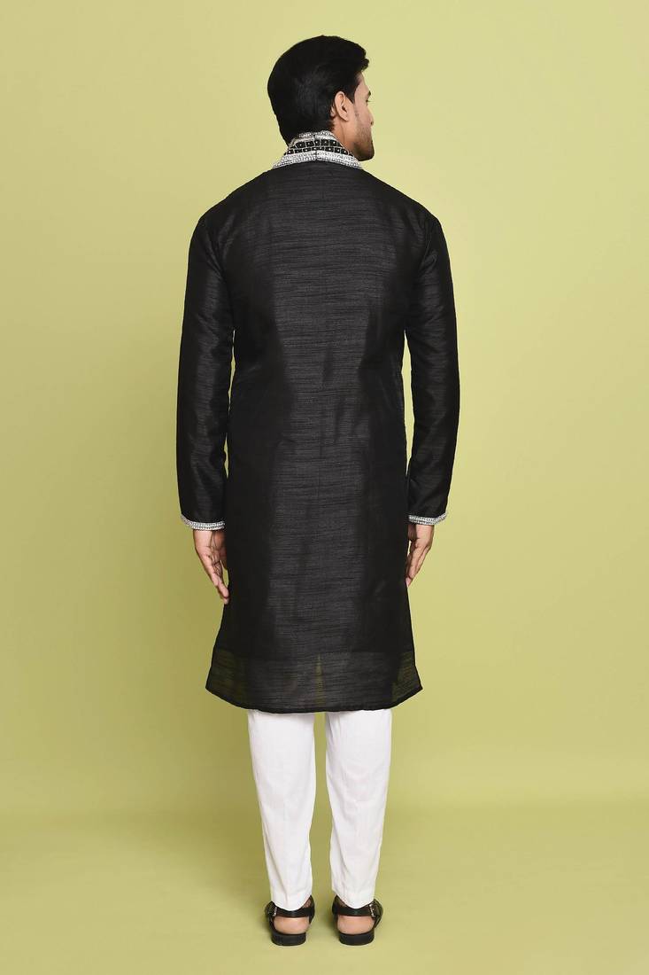 Black silk latest kurta pant for festive
