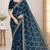 Teal color Sequins With Zari Thread Embroidery work with cutwork Border Chiffon saree