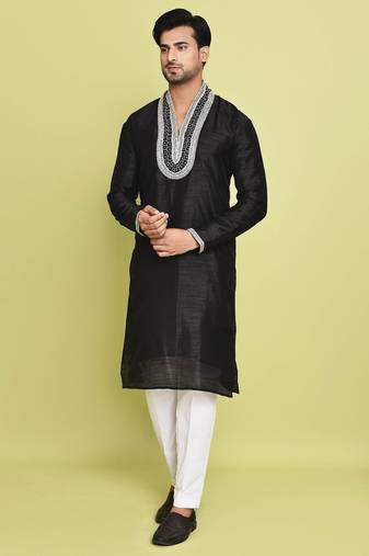 Pista green cotton kurta for men's