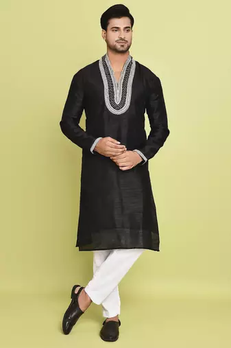 Pista green cotton kurta for men's