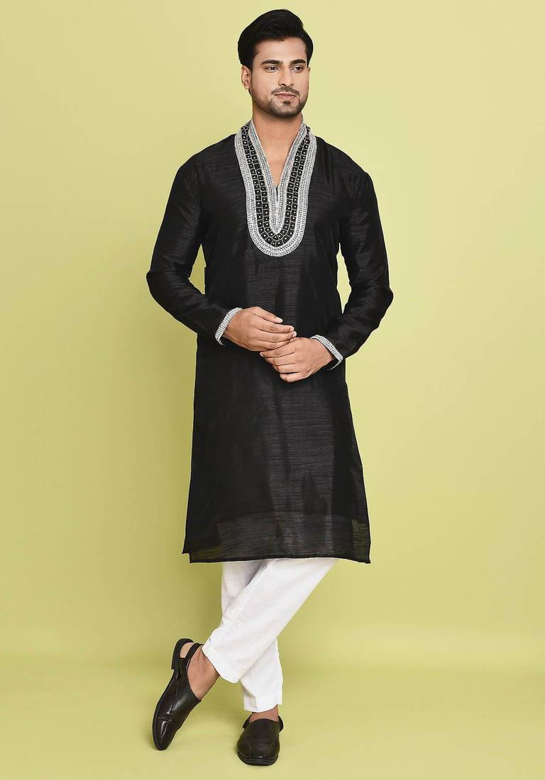 Pista green cotton kurta for men's