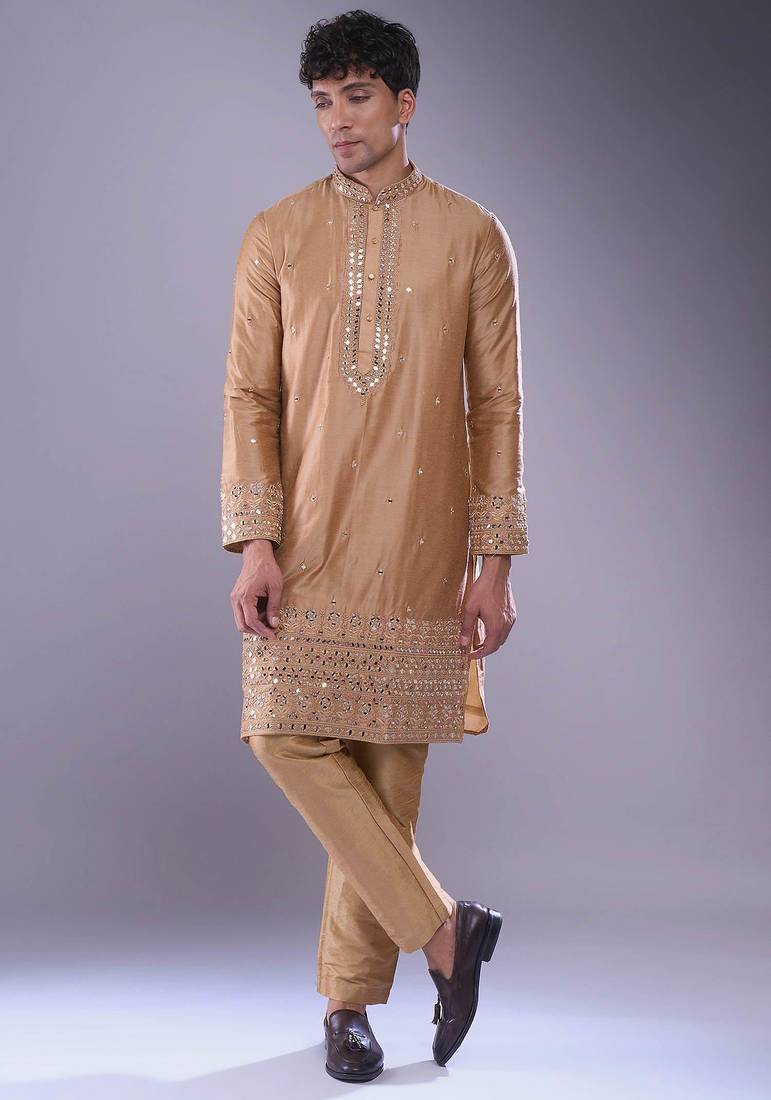 Chiku mirror embroidery kurta pant for men's