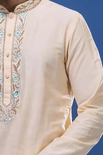 Cream silk kurta indian ethnic wear