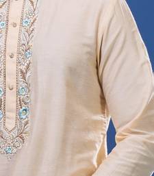 Cream silk kurta indian ethnic wear