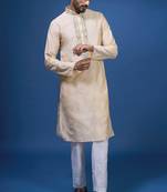 Cream silk kurta indian ethnic wear