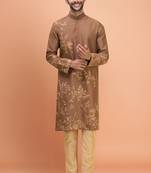 Brown silk kurta pant for men's