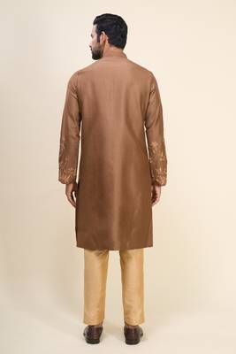 Brown silk kurta pant for men's 2