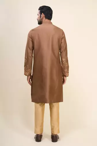 Brown silk kurta pant for men's