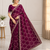 Wine color Sequins With Zari Thread Embroidery work with cutwork Border Chiffon saree