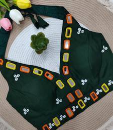 Green navratri kodi mirror work rayon silk blend  blouse blouse