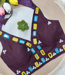 Wine navratri kodi mirror work rayon silk blend blouse blouse
