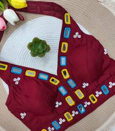 Maroon navratri kodi mirror work rayon silk blend blouse blouse
