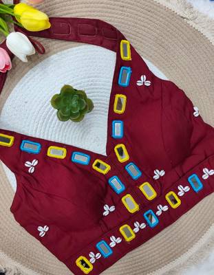 Maroon navratri kodi mirror work rayon silk blend blouse blouse 2