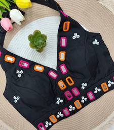Black navratri kodi mirror work rayon silk blend blouse blouse