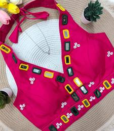 Pink navratri kodi mirror work rayon silk blend blouse blouse