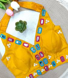 Yellow navratri kodi mirror work rayon silk blend blouse blouse