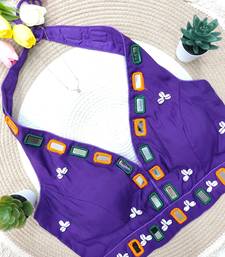 Purple navratri kodi mirror work rayon silk blend  blouse blouse