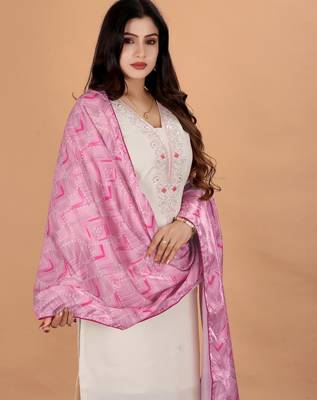 Embroidery Silk Fabric Straight Kurta Pant and Dupatta Set 2