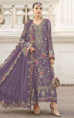 Lavendar heavy zari work kurti suit set 1