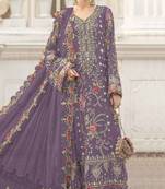 Lavendar heavy zari work kurti suit set