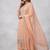 Orange embroidered unstitched silk blend  suit material with heavy neck & border mirror work dupatta set