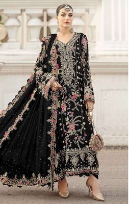 Black heavy zari work kurti suit set 1